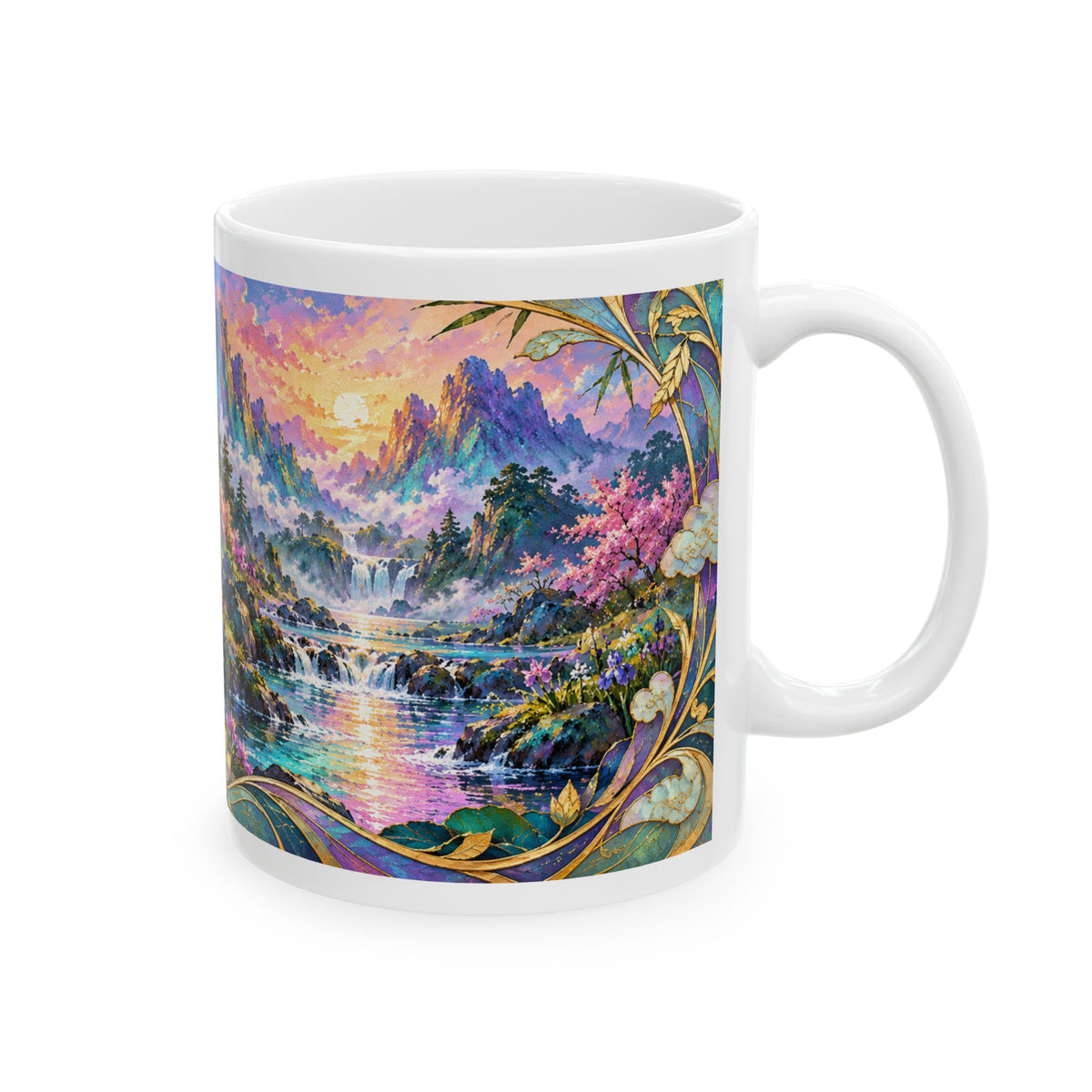 Panda Mug – Asian-Inspired Art Nouveau Panda Bear Coffee Cup, Bamboo Nature Gift