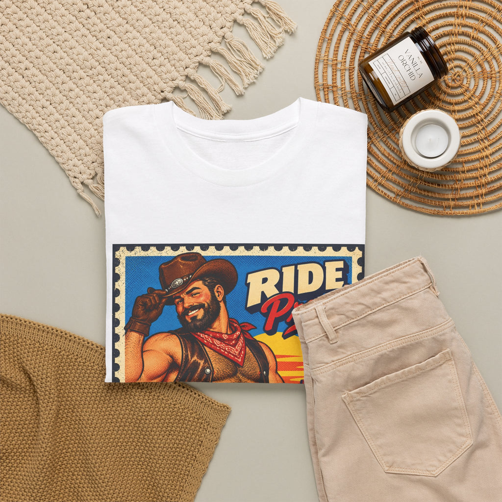 Gay Bear Shirt – Vintage Bear Pride Pin-Up T-Shirt, Retro Postage Stamp Art, LGBTQ Bear Culture Tee.