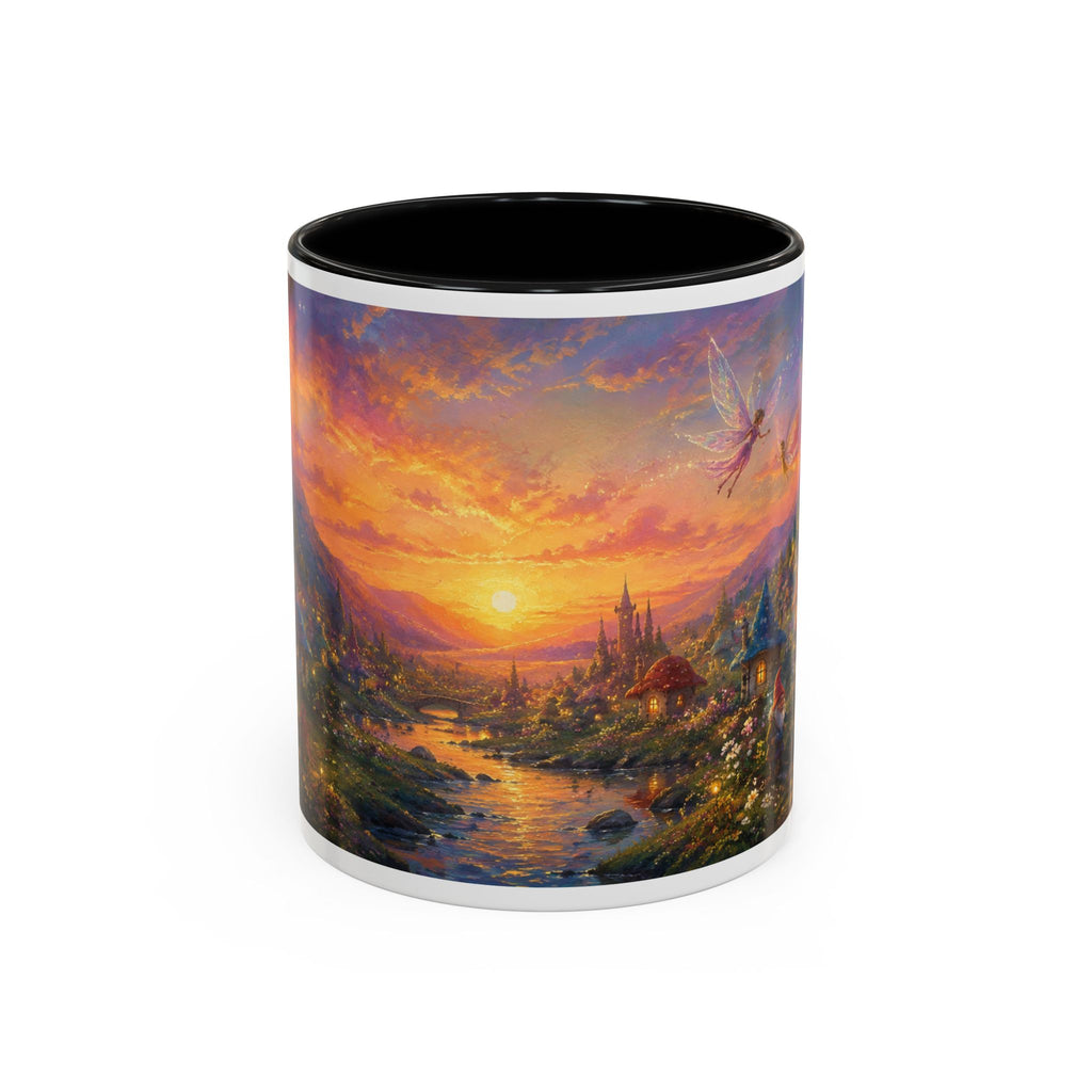 Fantasy Sunset Coffee Mug — Whimsical Village Sunrise Art Accent Mug (11/15oz)
