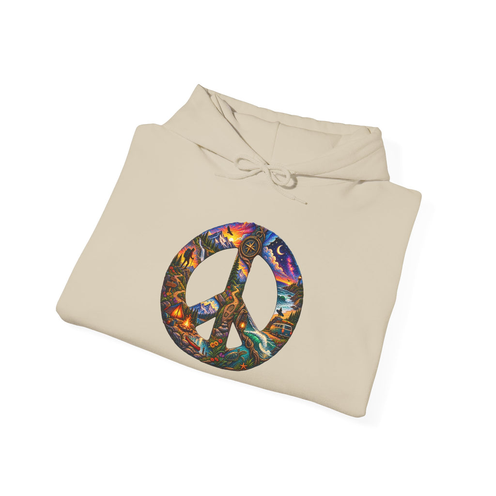 Floral Peace Symbol Hoodie — Psychedelic Boho Graphic Pullover