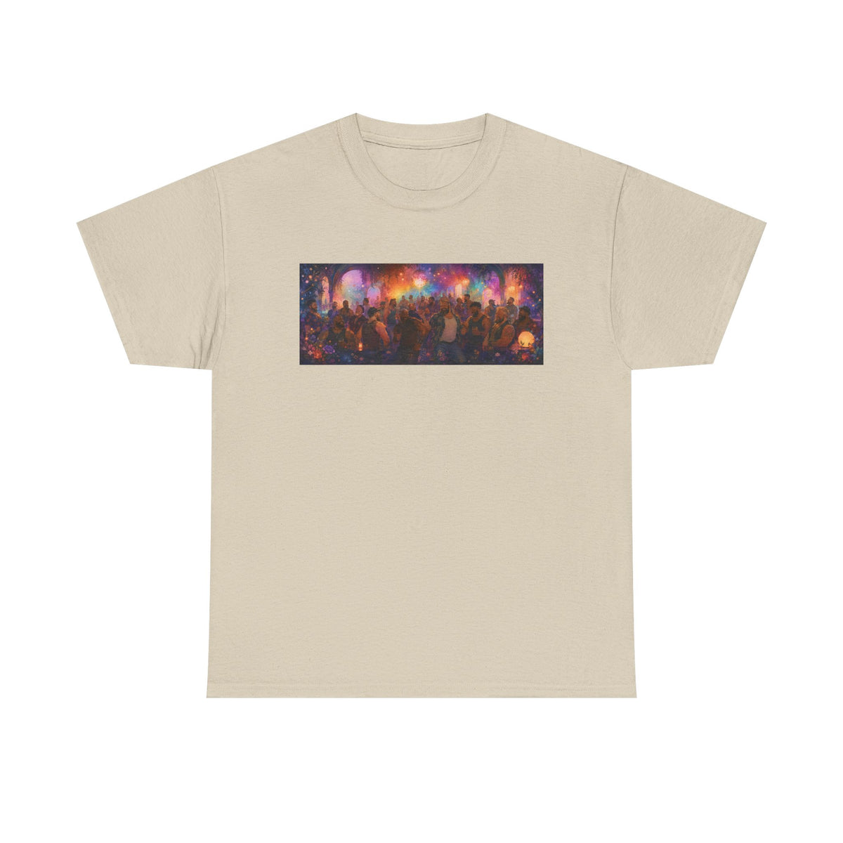 Festival Crowd Sunset Bear Party Graphic Tee. Bears dancing the night away.