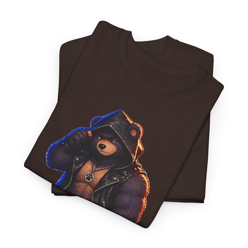 Leather Jacket Bear Graphic Tee — Edgy Urban Streetwear T-Shirt Furry shirt