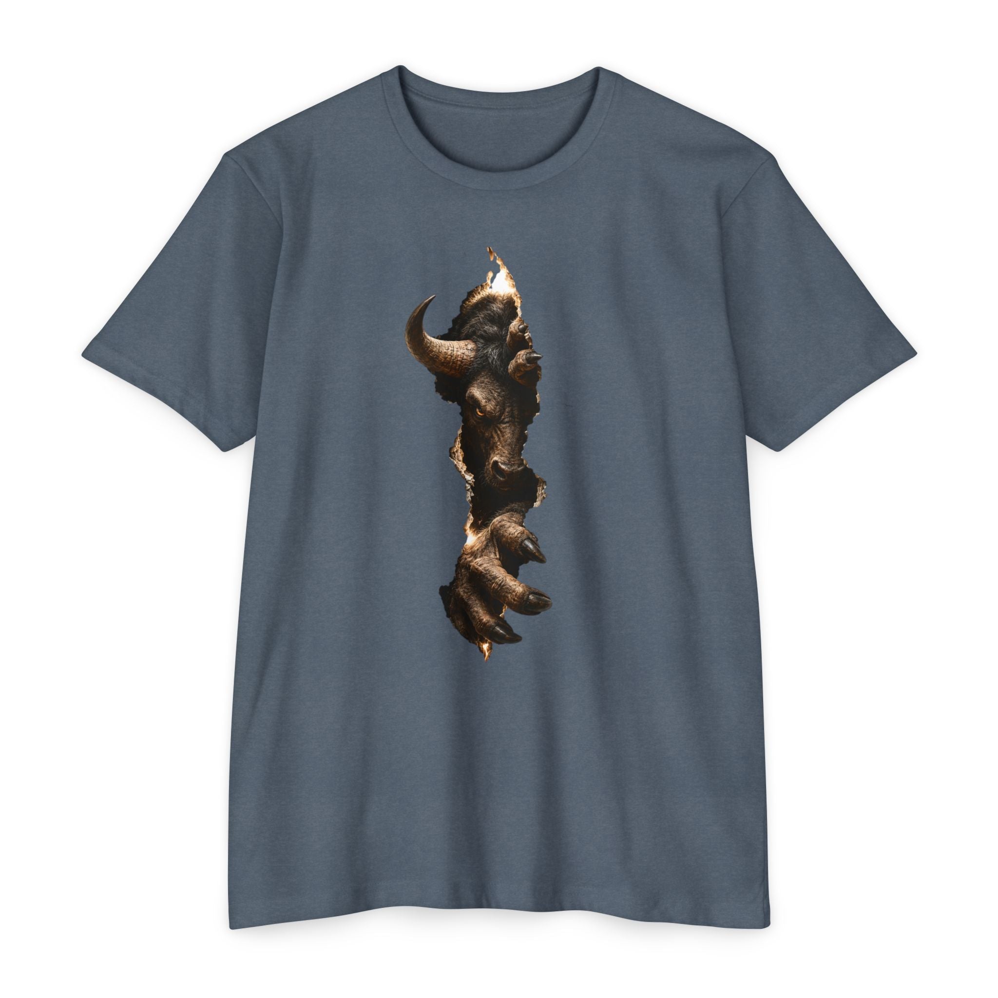 Bison Vertical Print T‑Shirt — Rustic Western Buffalo Graphic Tee. The inner Beast tearing its way out.