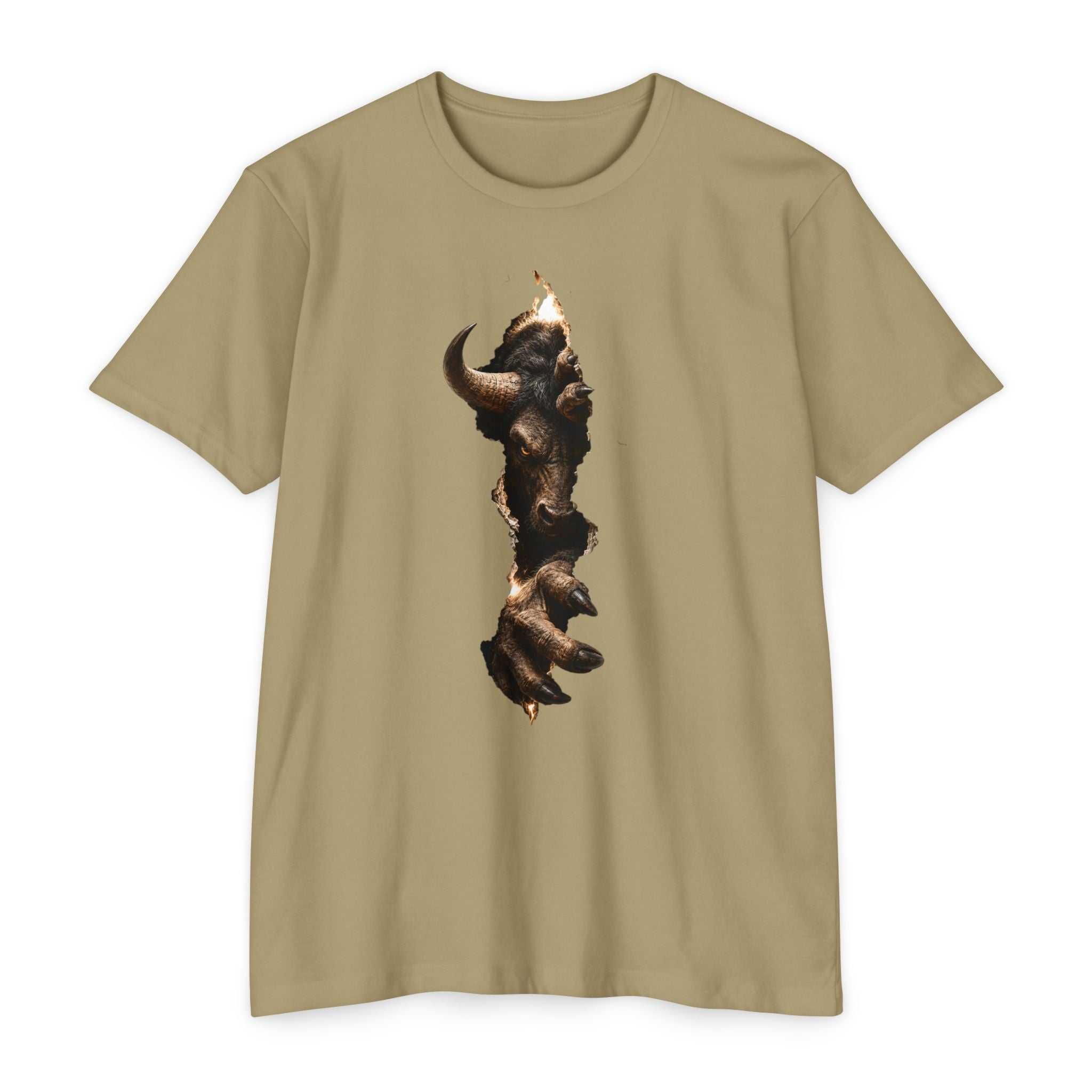 Bison Vertical Print T‑Shirt — Rustic Western Buffalo Graphic Tee. The inner Beast tearing its way out.