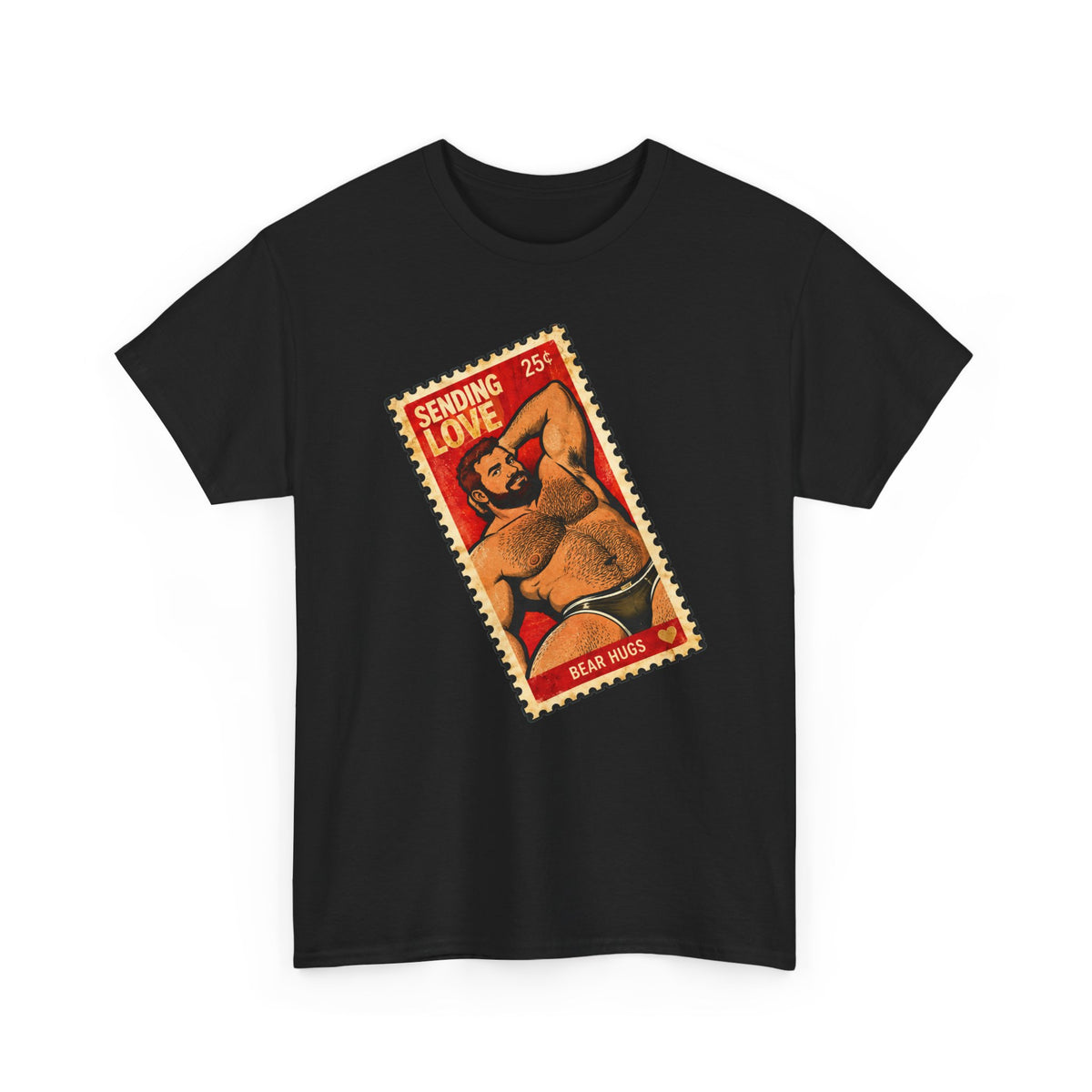 Gay Bear Shirt – Vintage Bear Pride Pin-Up T-Shirt, Retro Postage Stamp Art, LGBTQ Bear Culture Tee