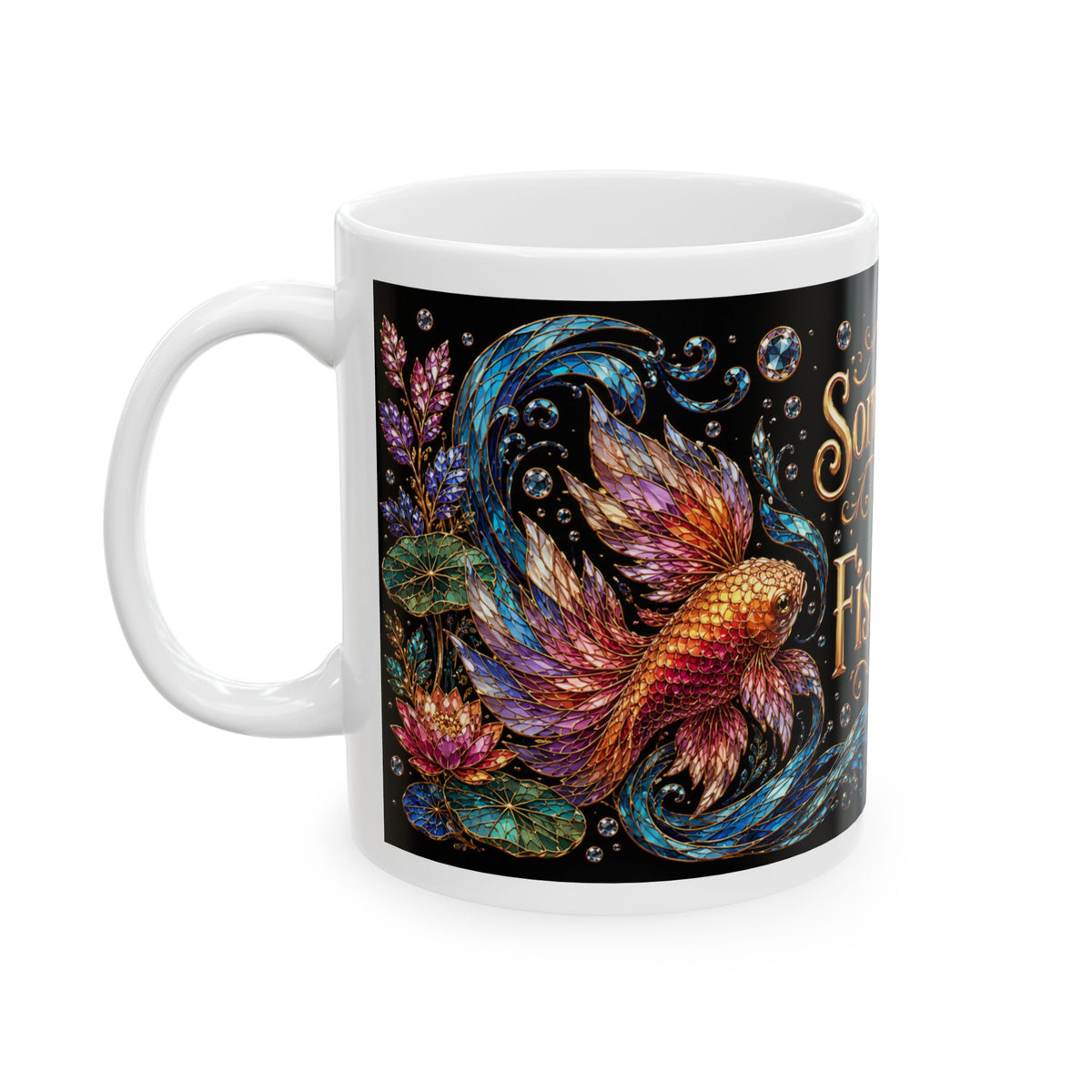 Ceramic Mug — "Sorry I Can't I Have Fish Plans" Colorful Fish Coffee Cup
