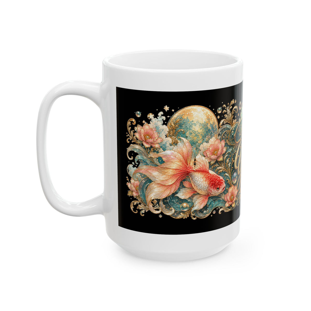 Goldfish Ceramic Mug — "Life Is Better With Goldfish" Decorative Fish Lover Coffee Cup (11oz/15oz)