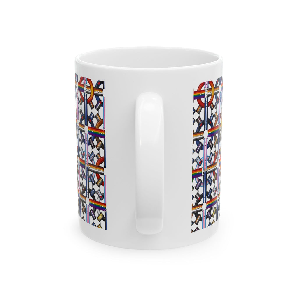 Ceramic Mug — Colorful Geometric Chain Pattern Coffee Cup (11oz/15oz)