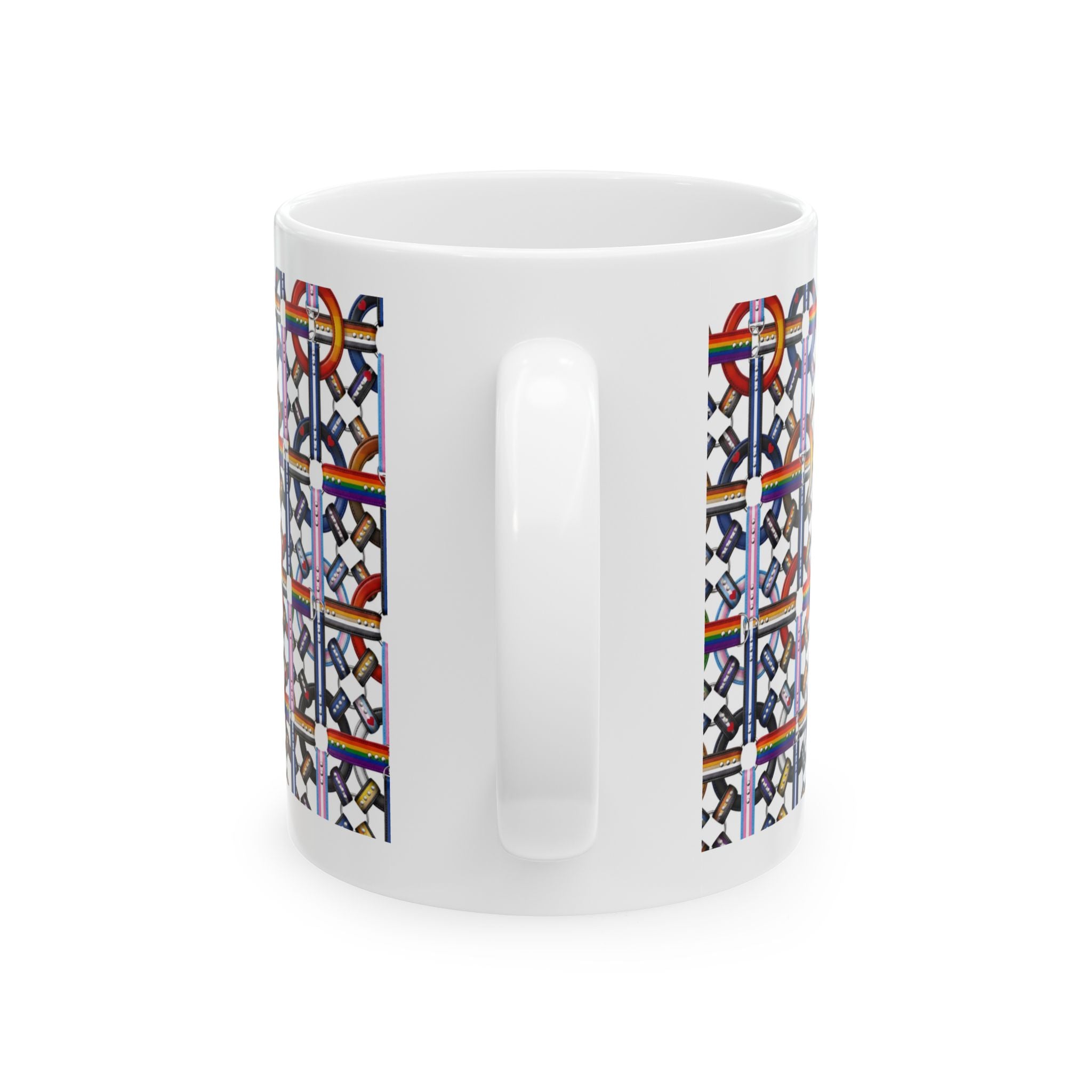 Ceramic Mug — Colorful Geometric Chain Pattern Coffee Cup (11oz/15oz)