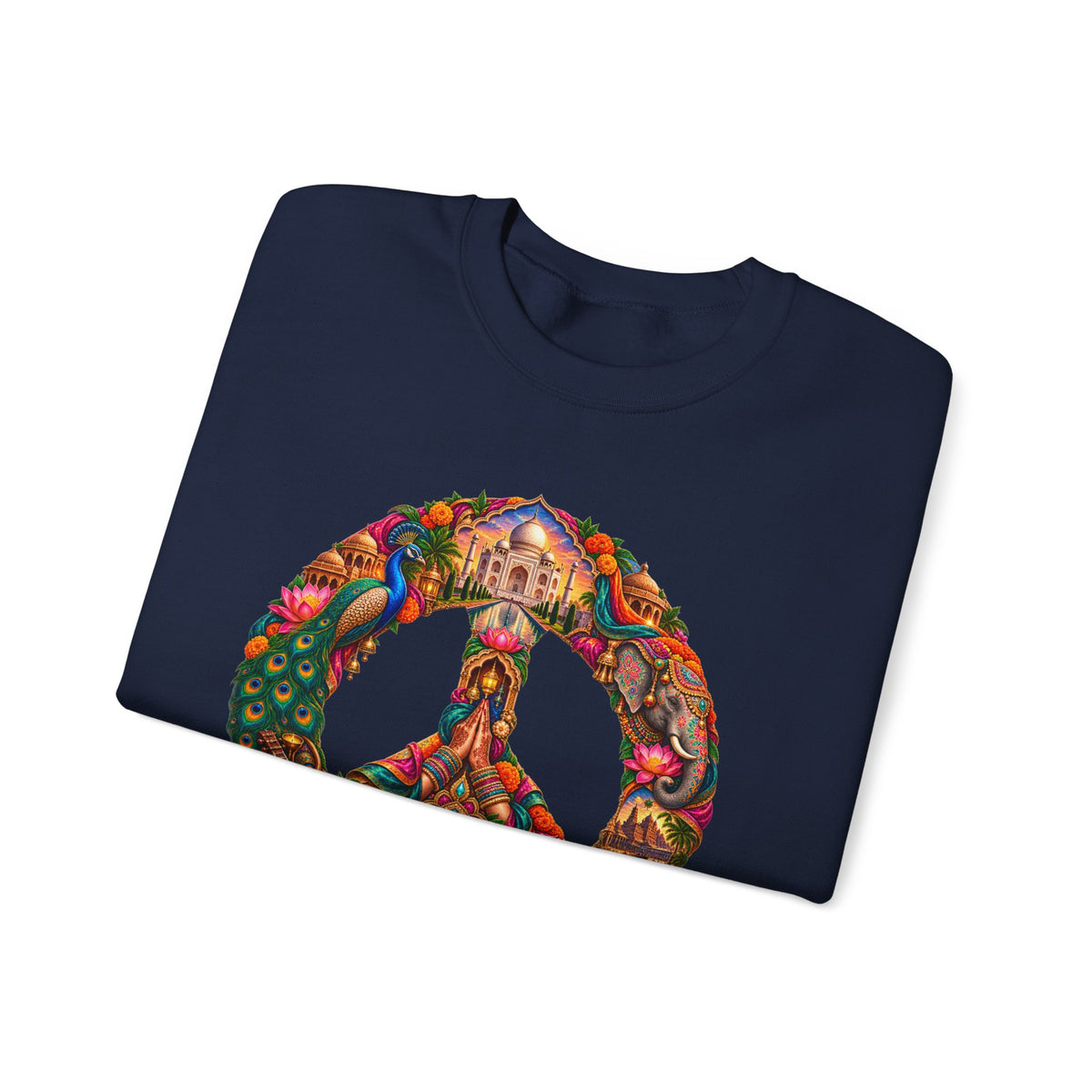 Floral Peace Sign Crewneck Sweatshirt — Psychedelic Hippie Vibe