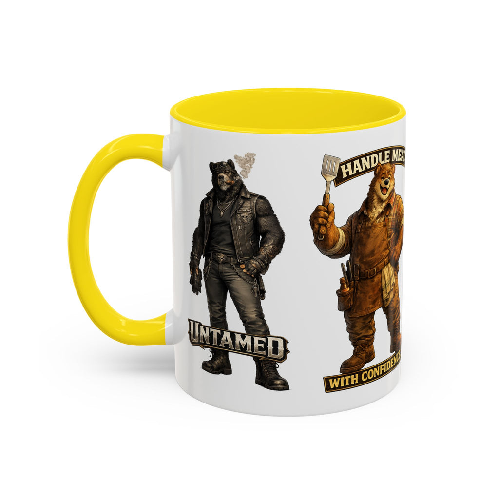 Handy Bear Mechanics Coffee Mug — "I Fix Things, Want a Tune-Up?" Accent Ceramic Mug