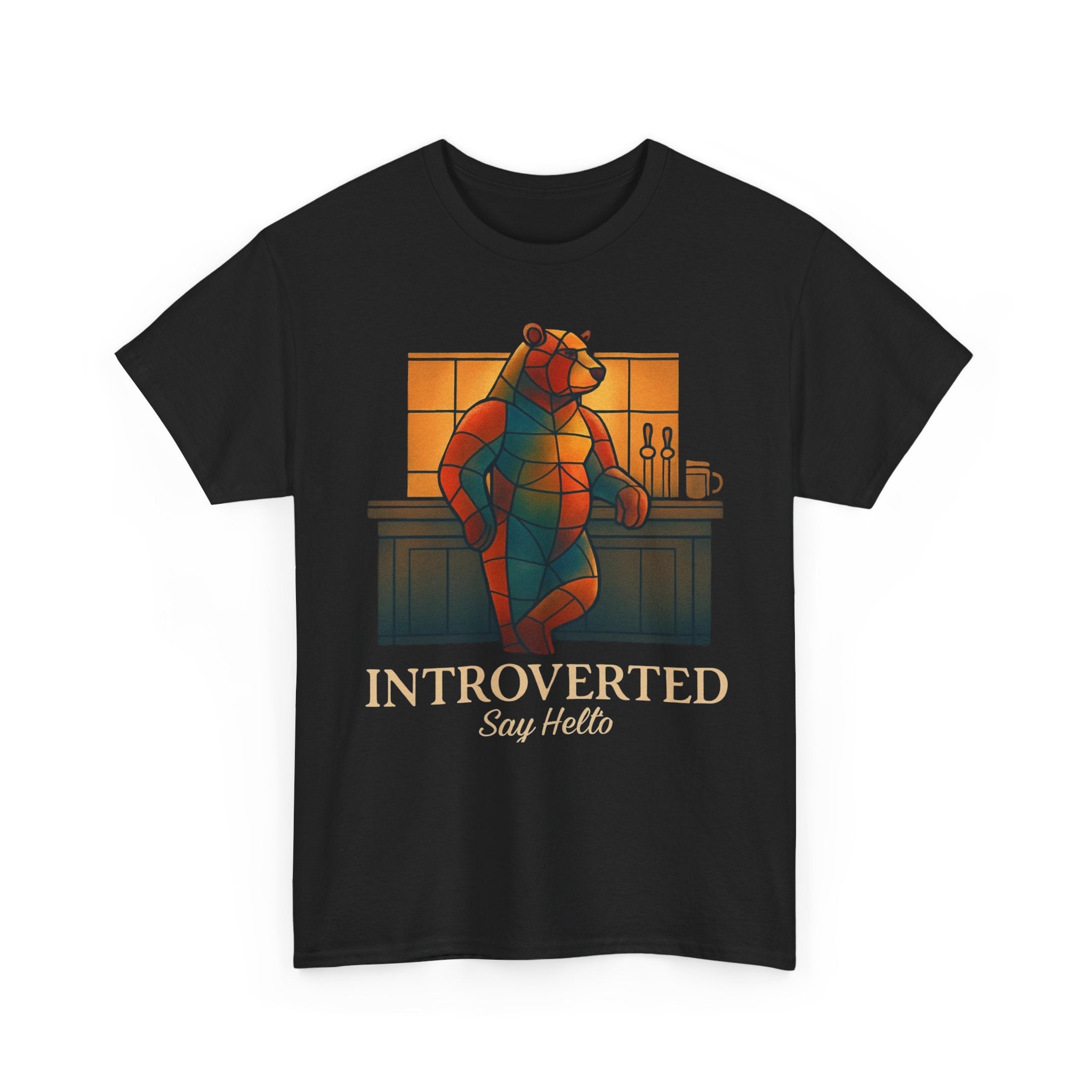 Introverted Bear Man T-Shirt — 'Say Hello' Bar Humor Tee