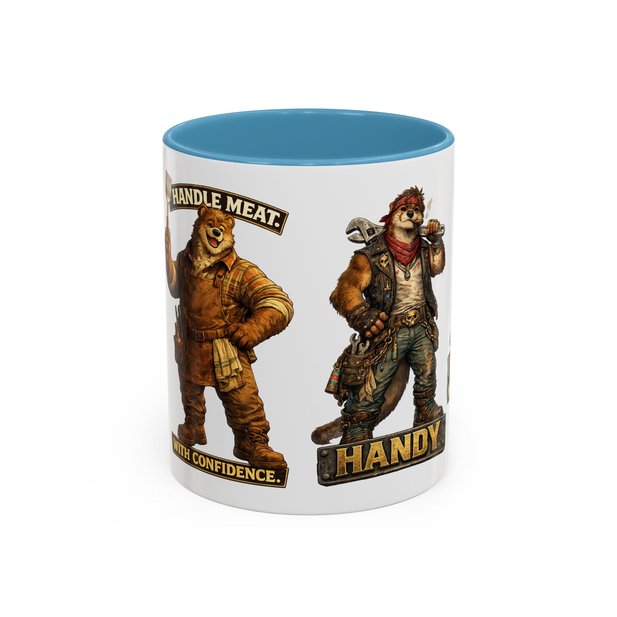 Handy Bear Mechanics Coffee Mug — "I Fix Things, Want a Tune-Up?" Accent Ceramic Mug