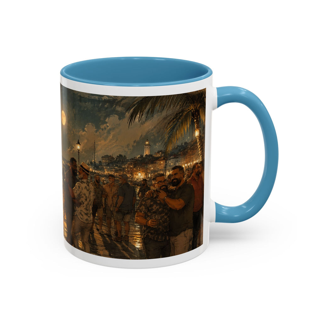 Tropical Night Market Coffee Mug — Moonlit Street Scene Accent Mug (11/15oz) This is a Bear community Bear event coffee Mug.