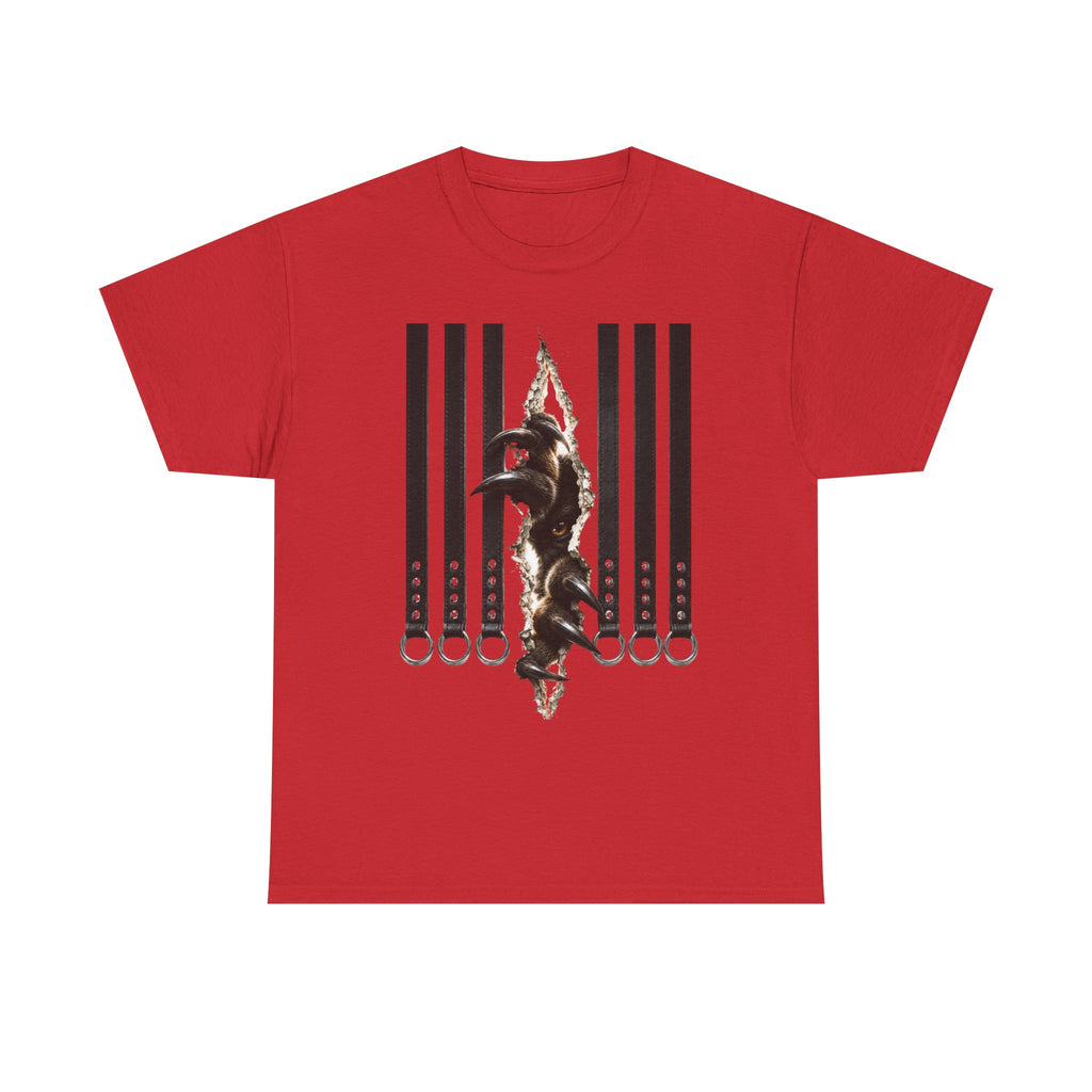 Graphic Tee — Leather straps with rings. Beast tearing out of the chest. Unleashing the wild beast inside
