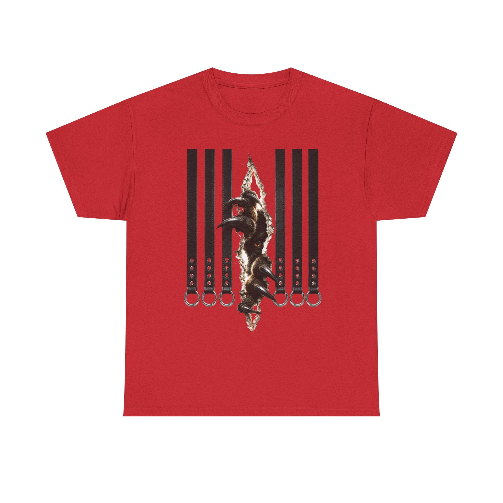 Graphic Tee — Leather straps with rings. Beast tearing out of the chest. Unleashing the wild beast inside