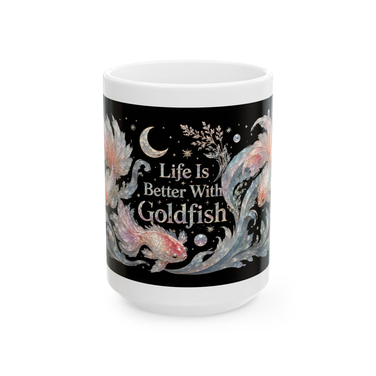 Goldfish Ceramic Mug — "Life Is Better With Goldfish" Illustrated Coffee Cup