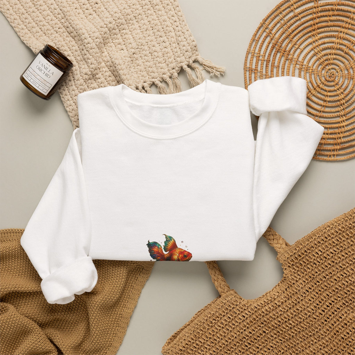 Autumn Fox Crewneck Sweatshirt — Watercolor Fox Graphic