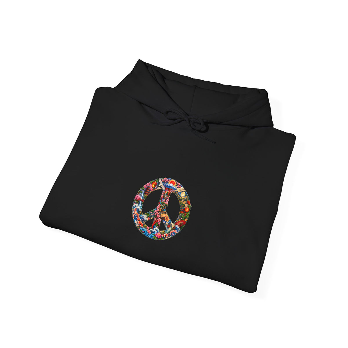 Peace Symbol Hoodie – Colorful Floral Hippie Peace Sign Pullover