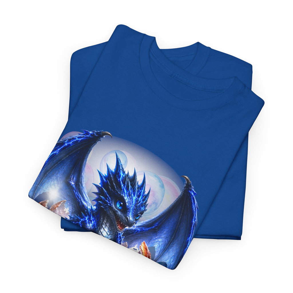 Blue Fire Dragon T-Shirt — Fantasy Dragon Graphic Tee, Blue Dragon. Best Dragon shirt. Blue Baby Dragon.