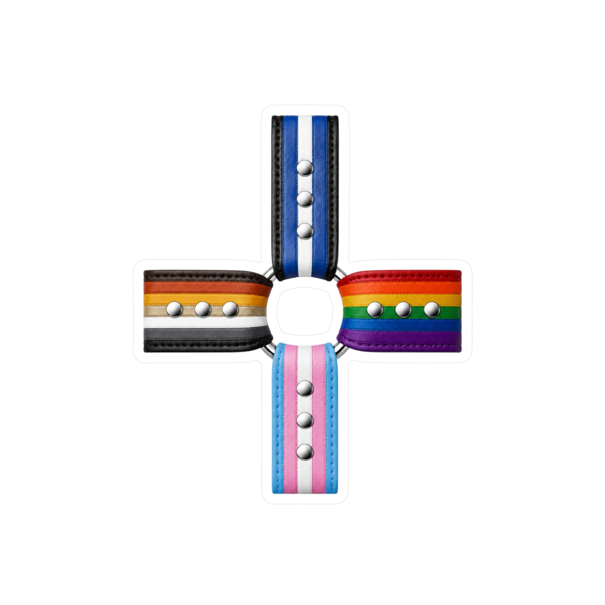 Pride Flag Cross Vinyl Sticker — Kiss-Cut LGBTQ+ Ally Decal (Rainbow, Trans & Stripes)