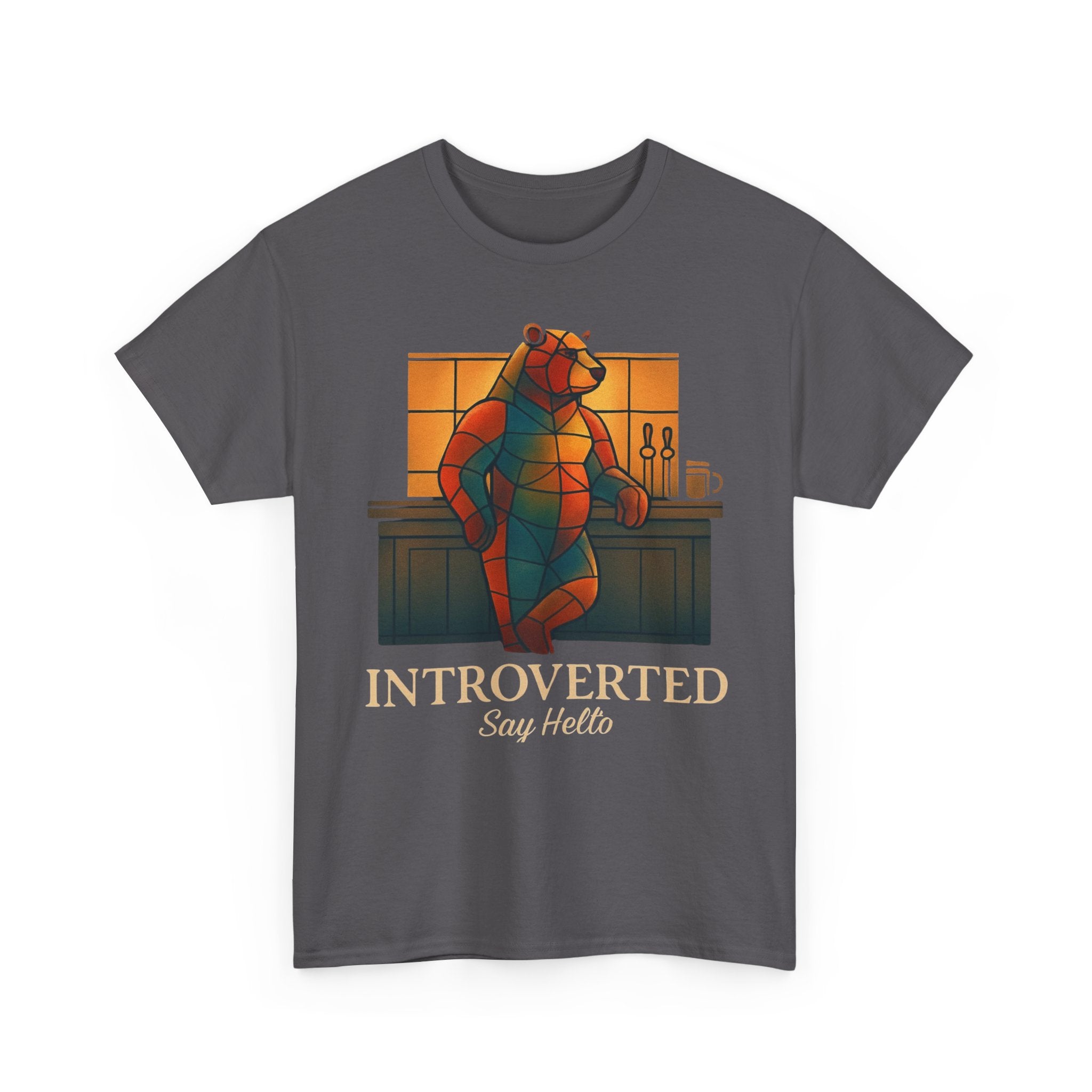 Introverted Bear Man T-Shirt — 'Say Hello' Bar Humor Tee