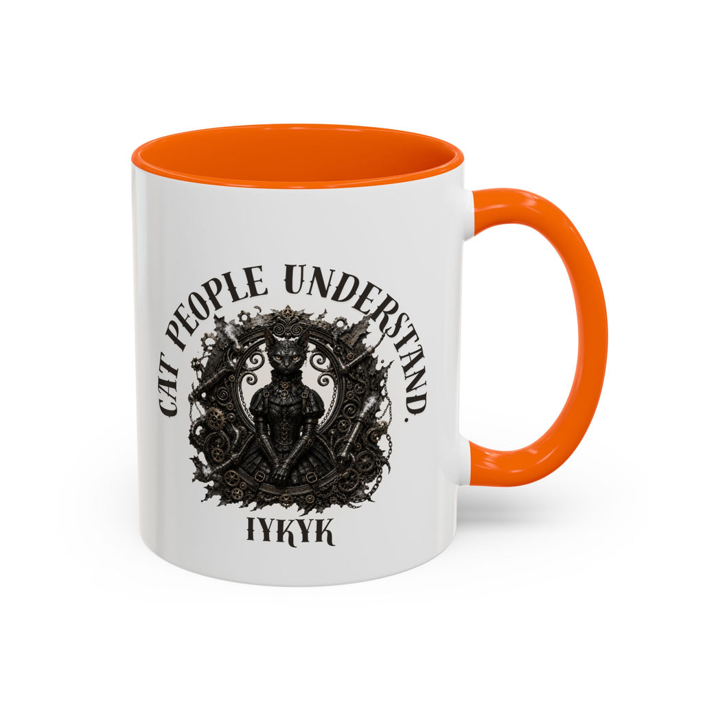 Cat People Understand Accent Mug — 'IYKYK' Black-Trim Coffee Cup. Cat lovers. Cat people. Cat mug.