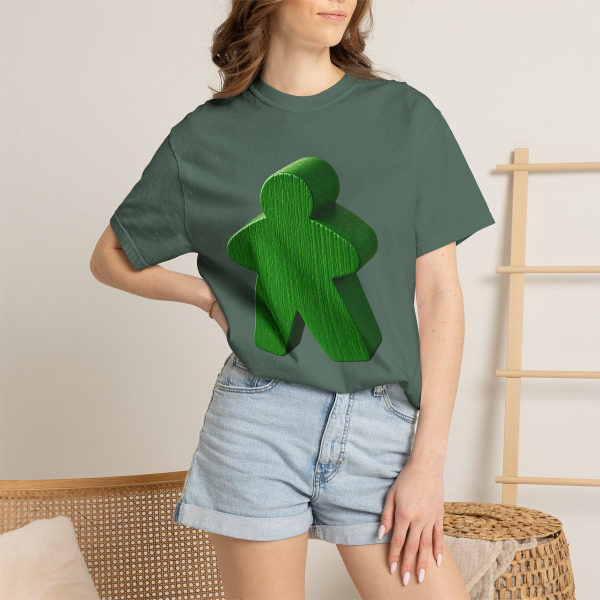 Meeple Graphic T‑Shirt — Green Board Game Gamer Tee