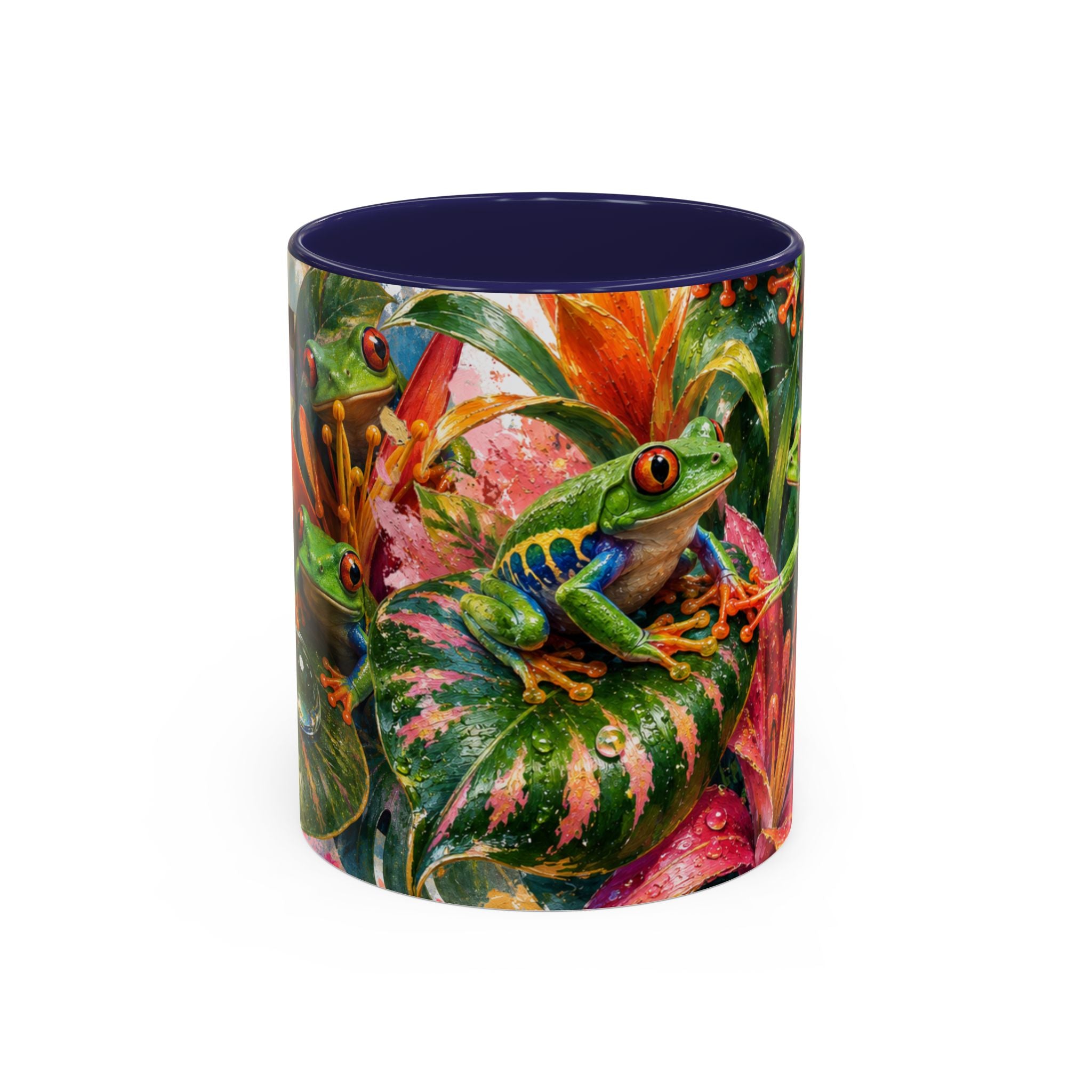 Tropical Tree Frog Coffee Mug — Colorful Rainforest Lily Accent Mug (11/15oz)