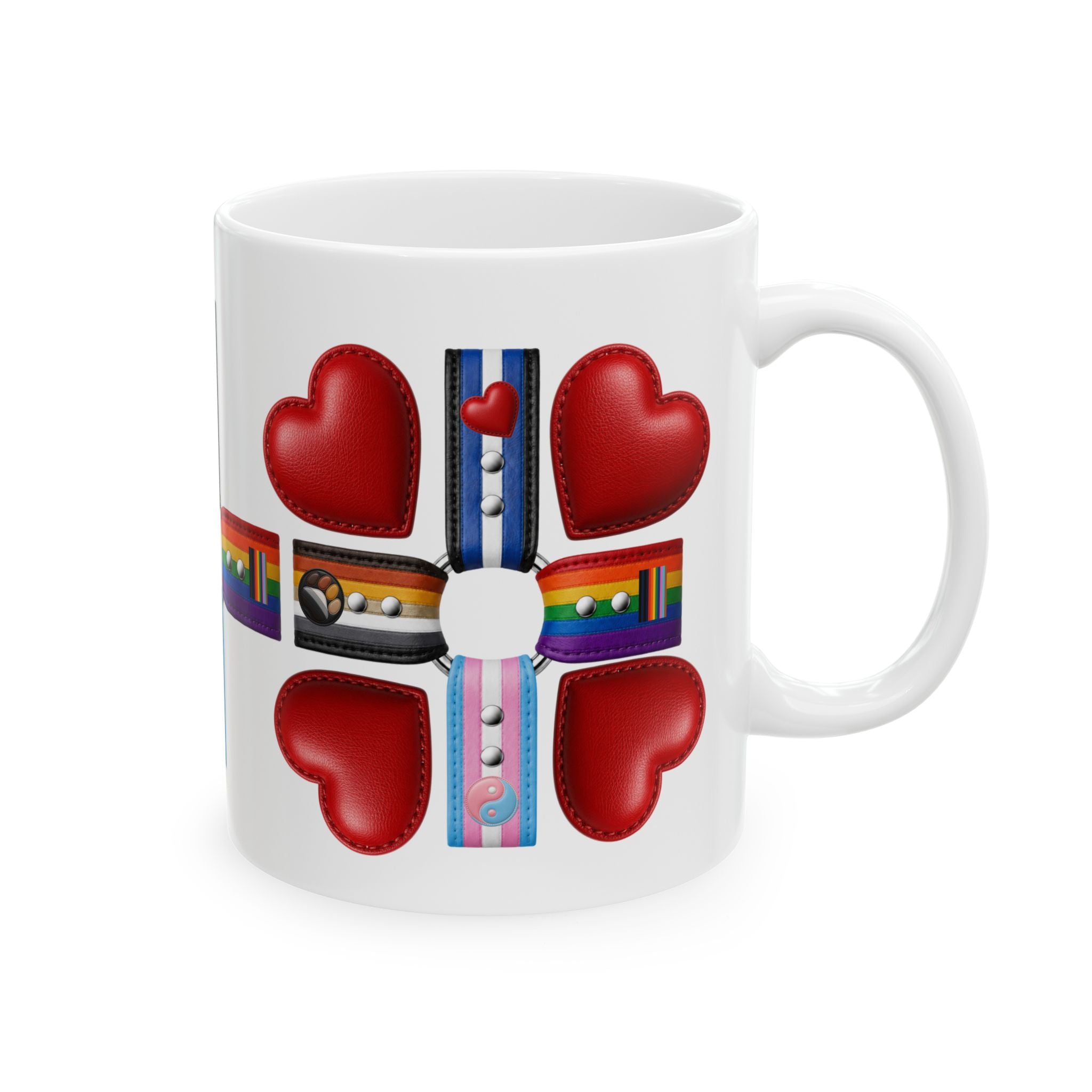 LGBTQ+ Pride Heart Cross Ceramic Mug (11oz/15oz)