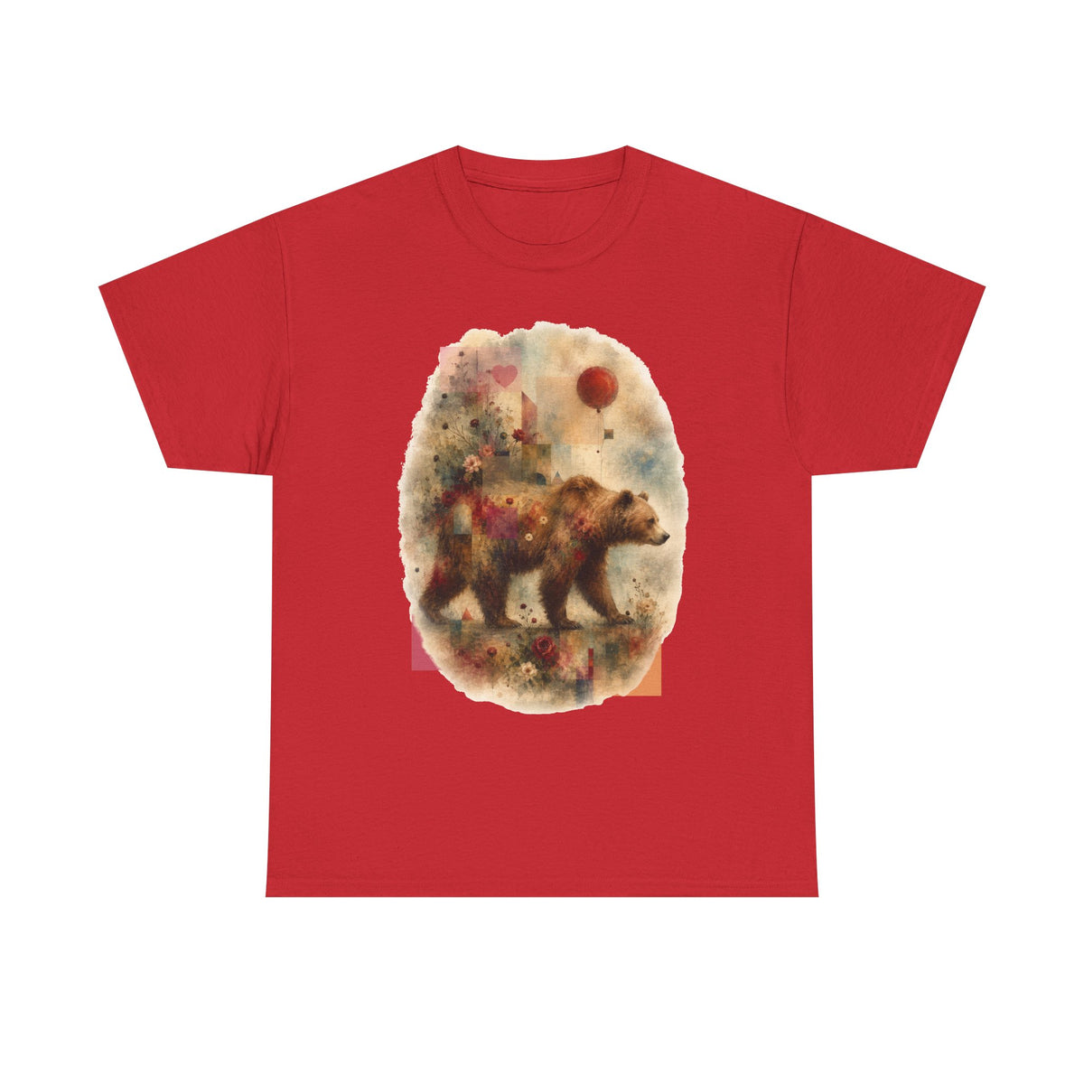 Bear and Balloon T-Shirt — Whimsical Watercolor Forest Bear Graphic Tee