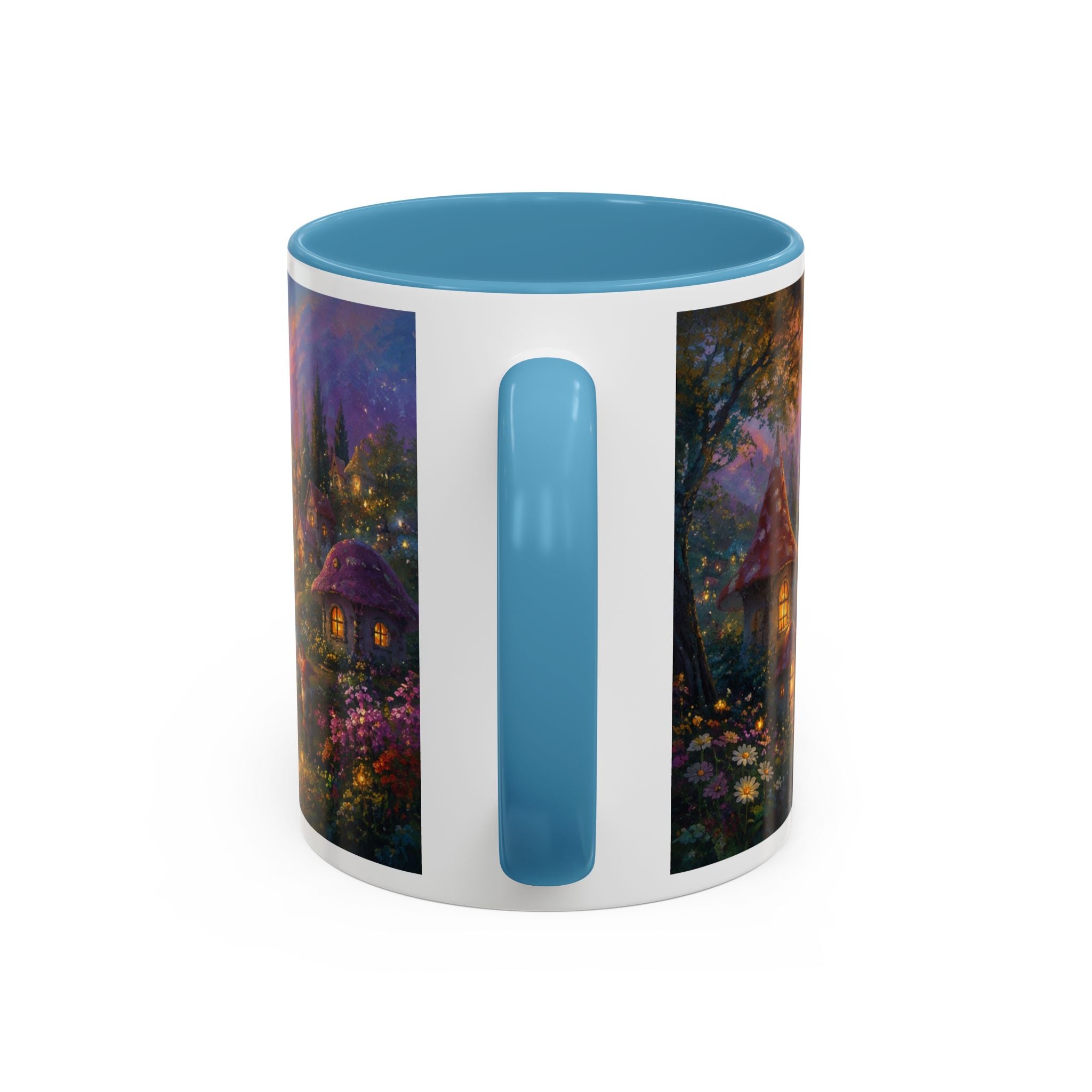 Fantasy Sunset Coffee Mug — Whimsical Village Sunrise Art Accent Mug (11/15oz)