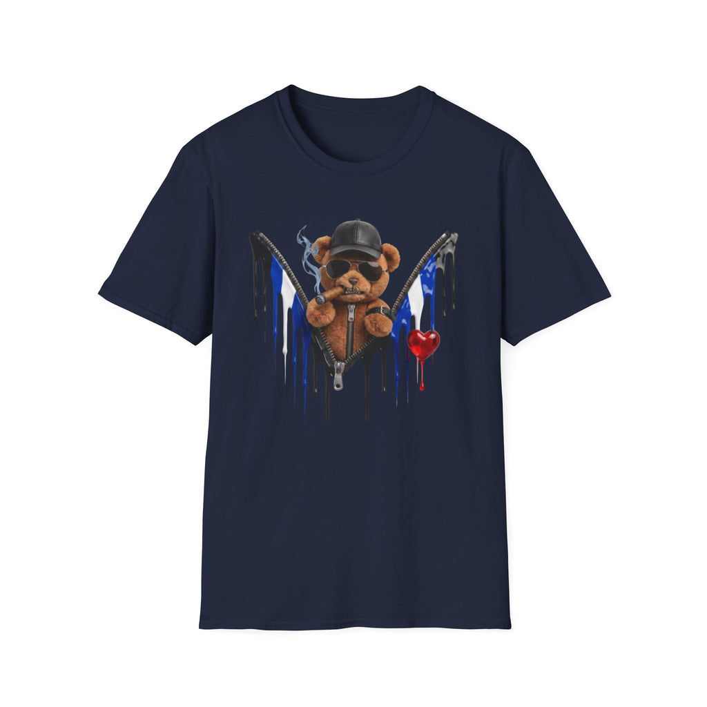 Edgy Graffiti Teddy T‑Shirt — Dripping Wings & Heart Streetwear