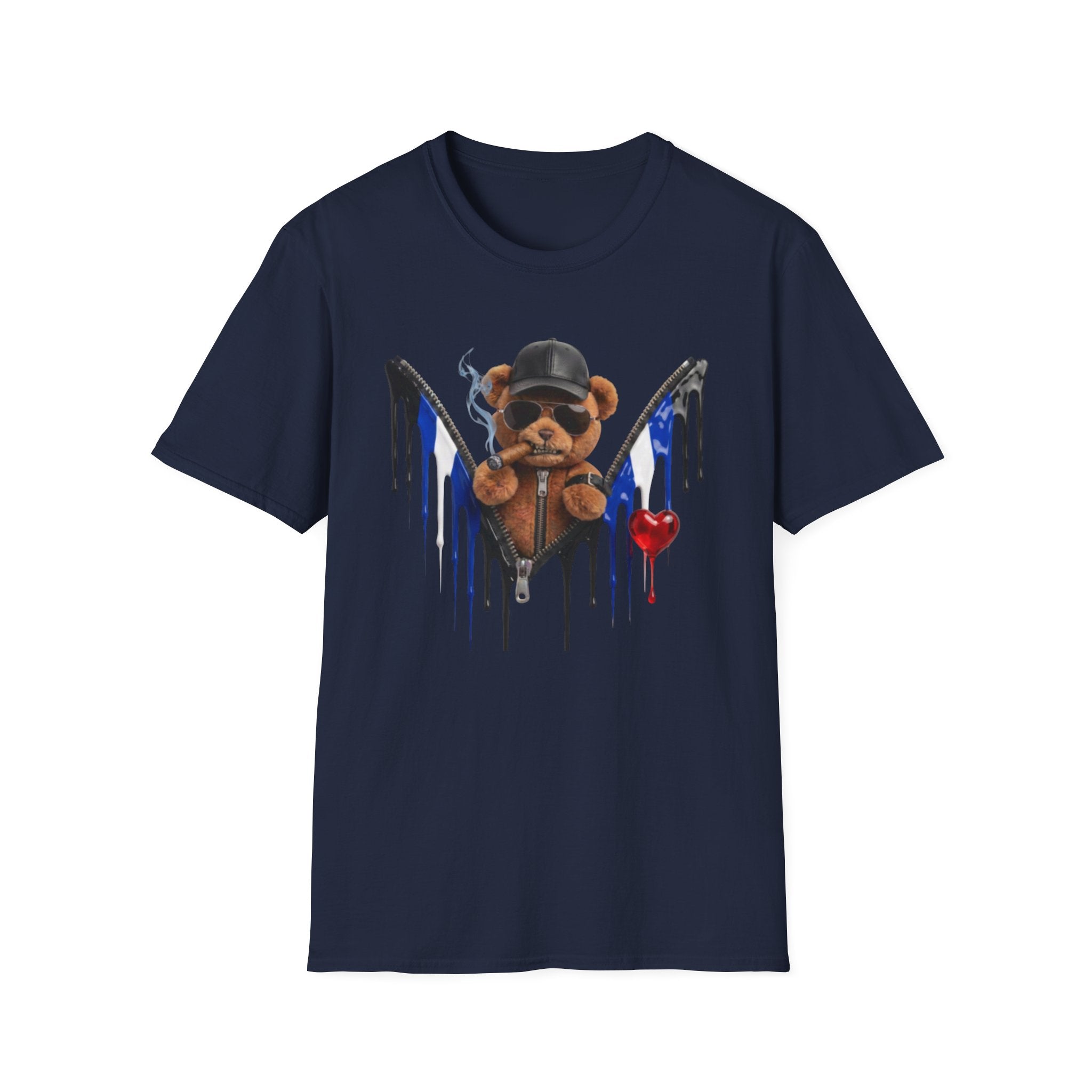 Edgy Graffiti Teddy T‑Shirt — Dripping Wings & Heart Streetwear