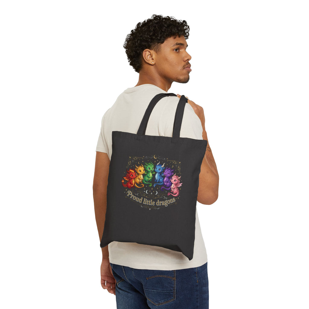 Proud Little Dragons Canvas Tote Bag – Rainbow Baby Dragon Illustration