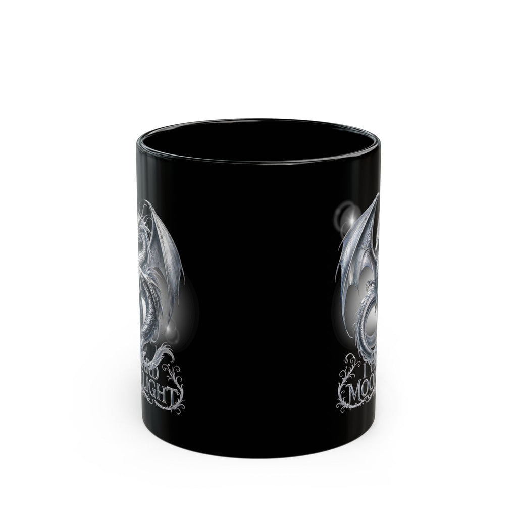 Silver Dragon Orb Black Mug — Fantasy Coffee Cup (11oz, 15oz)