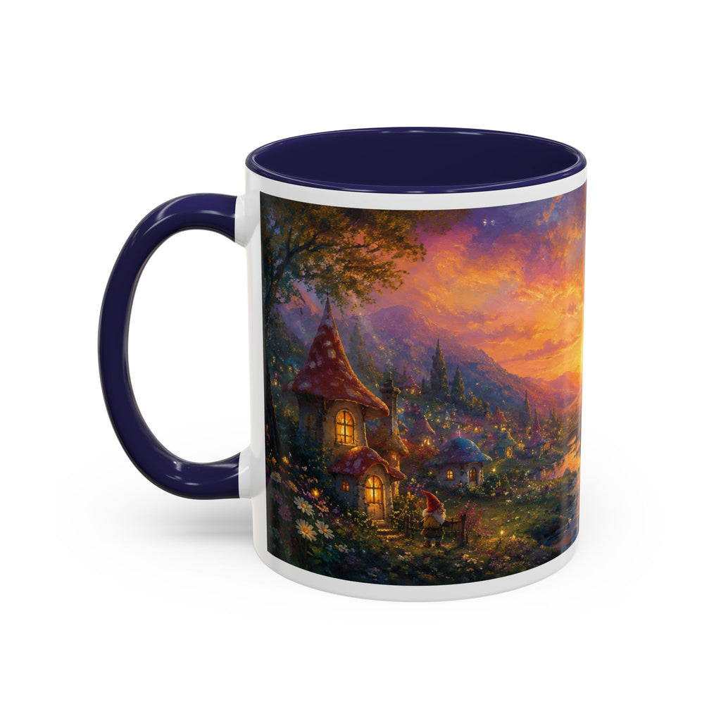 Fantasy Sunset Coffee Mug — Whimsical Village Sunrise Art Accent Mug (11/15oz)