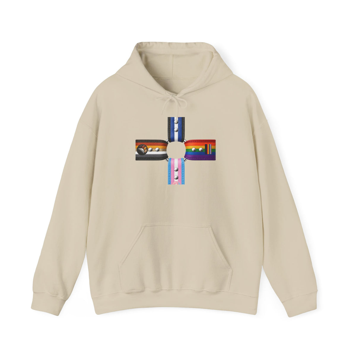 Hoodie — Inclusive Pride Flag Cross Design