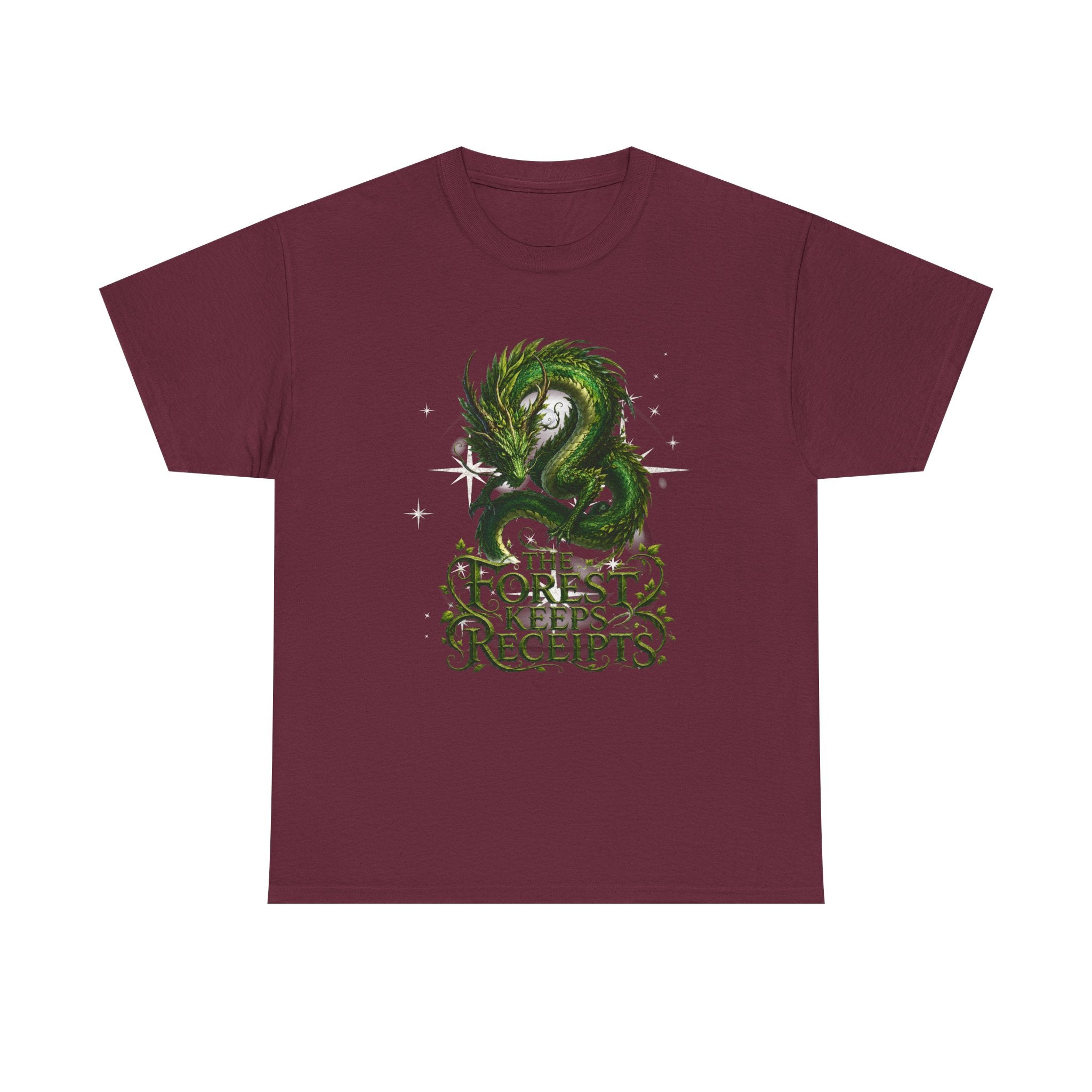 T-Shirt — "The Forest Keeps Receipts" Green Dragon Nature Graphic Tee