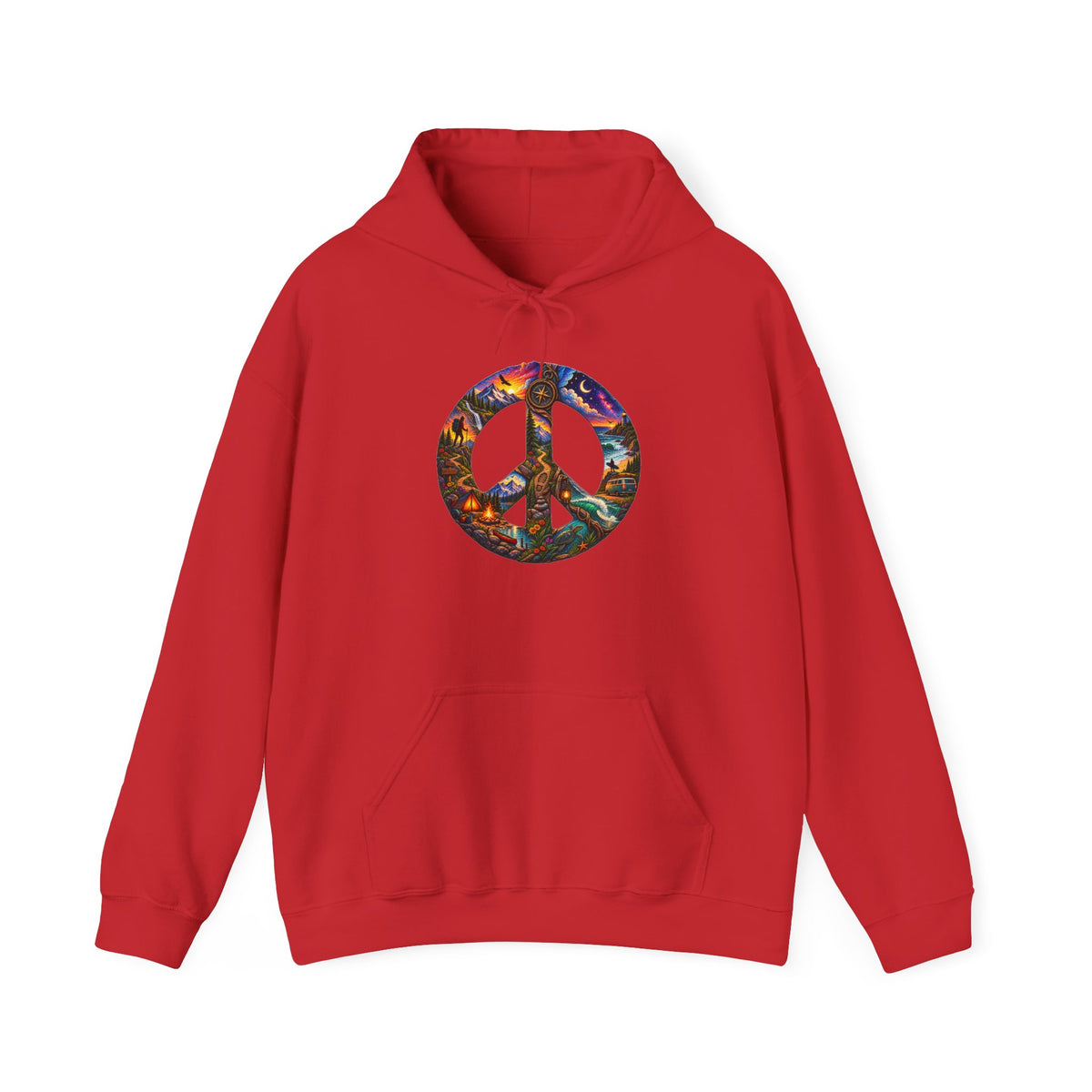 Floral Peace Symbol Hoodie — Psychedelic Boho Graphic Pullover