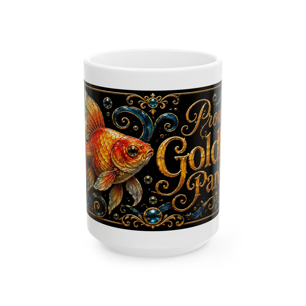 Proud Goldfish Parents Ceramic Mug — 'Proud Goldfish' Illustrated Coffee Cup