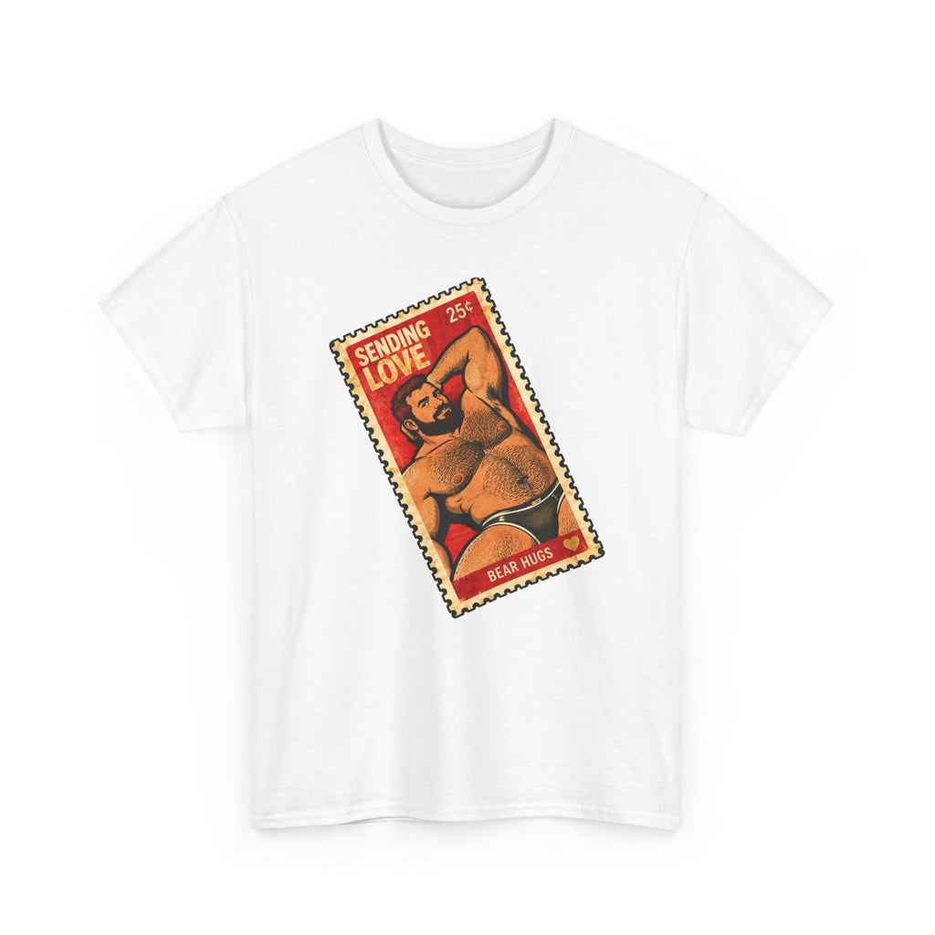 Gay Bear Shirt – Vintage Bear Pride Pin-Up T-Shirt, Retro Postage Stamp Art, LGBTQ Bear Culture Tee