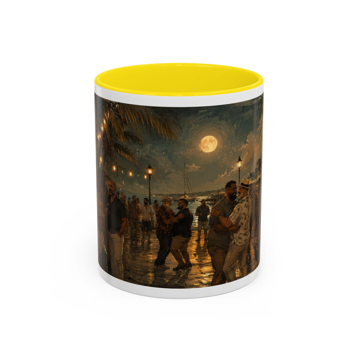 Tropical Night Market Coffee Mug — Moonlit Street Scene Accent Mug (11/15oz) This is a Bear community Bear event coffee Mug.