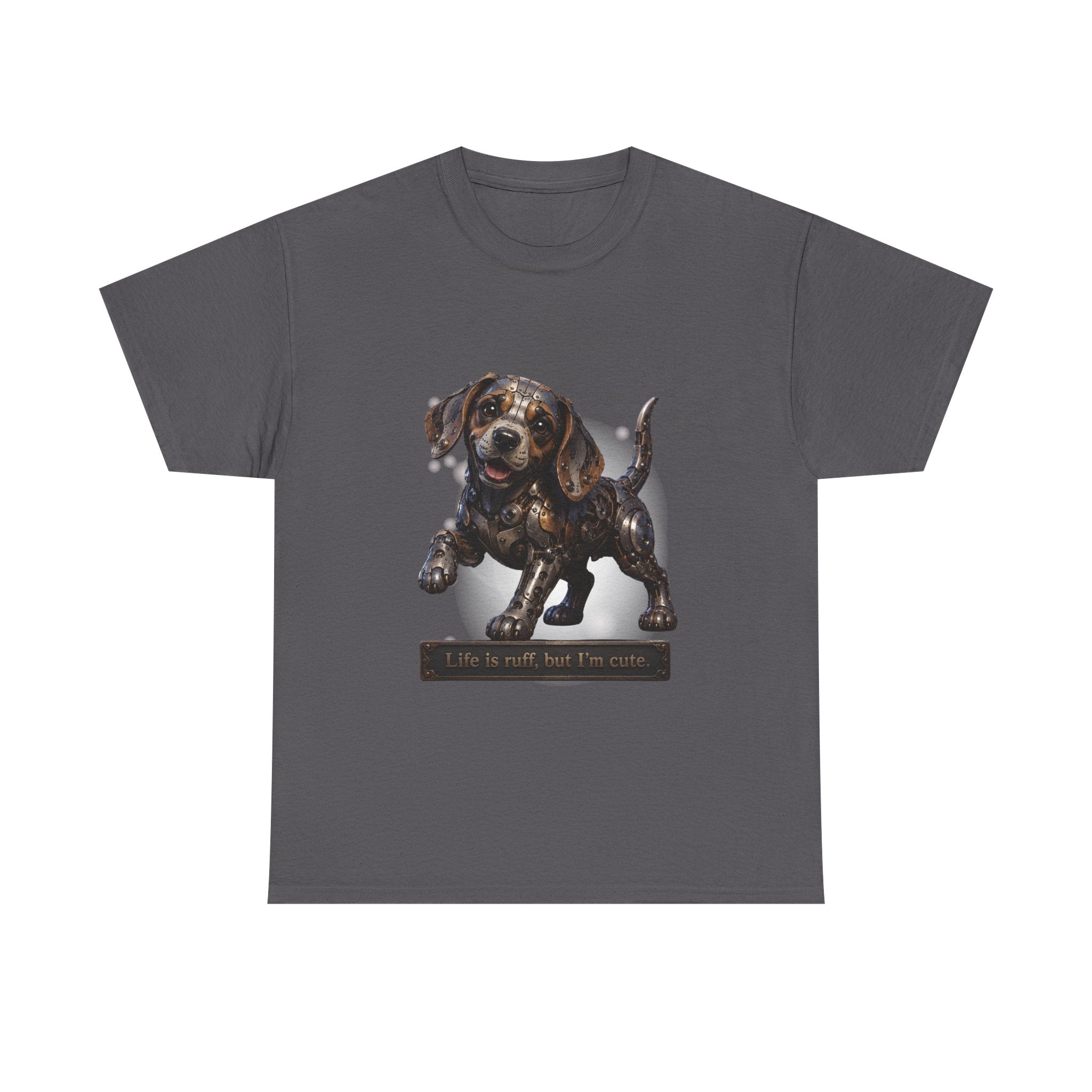 Steampunk Beagle Puppy T-Shirt — "Life is Ruff, but I'm cute." Cute Wiener Dog Tee. Beagle lovers best gift.