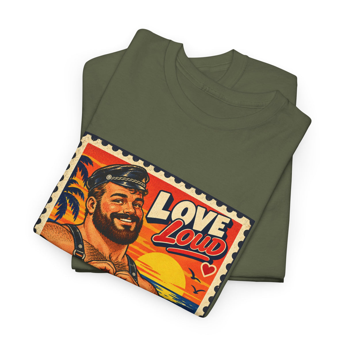 Gay Bear Shirt – Vintage Bear Pride Pin-Up T-Shirt, Retro Postage Stamp Art, LGBTQ Bear Culture Tee.