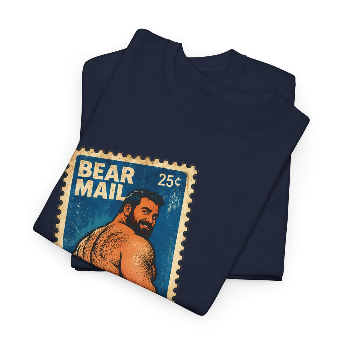 Gay Bear Shirt – Vintage Bear Pride Pin-Up T-Shirt, Retro Postage Stamp Art, LGBTQ Bear Culture Tee, Fur Ever