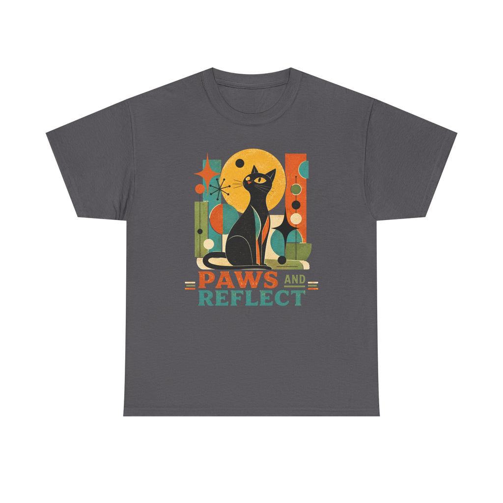 Paws and Reflect Cat T-Shirt. Mod Tangentsies Cat. Mood cat T-shirt