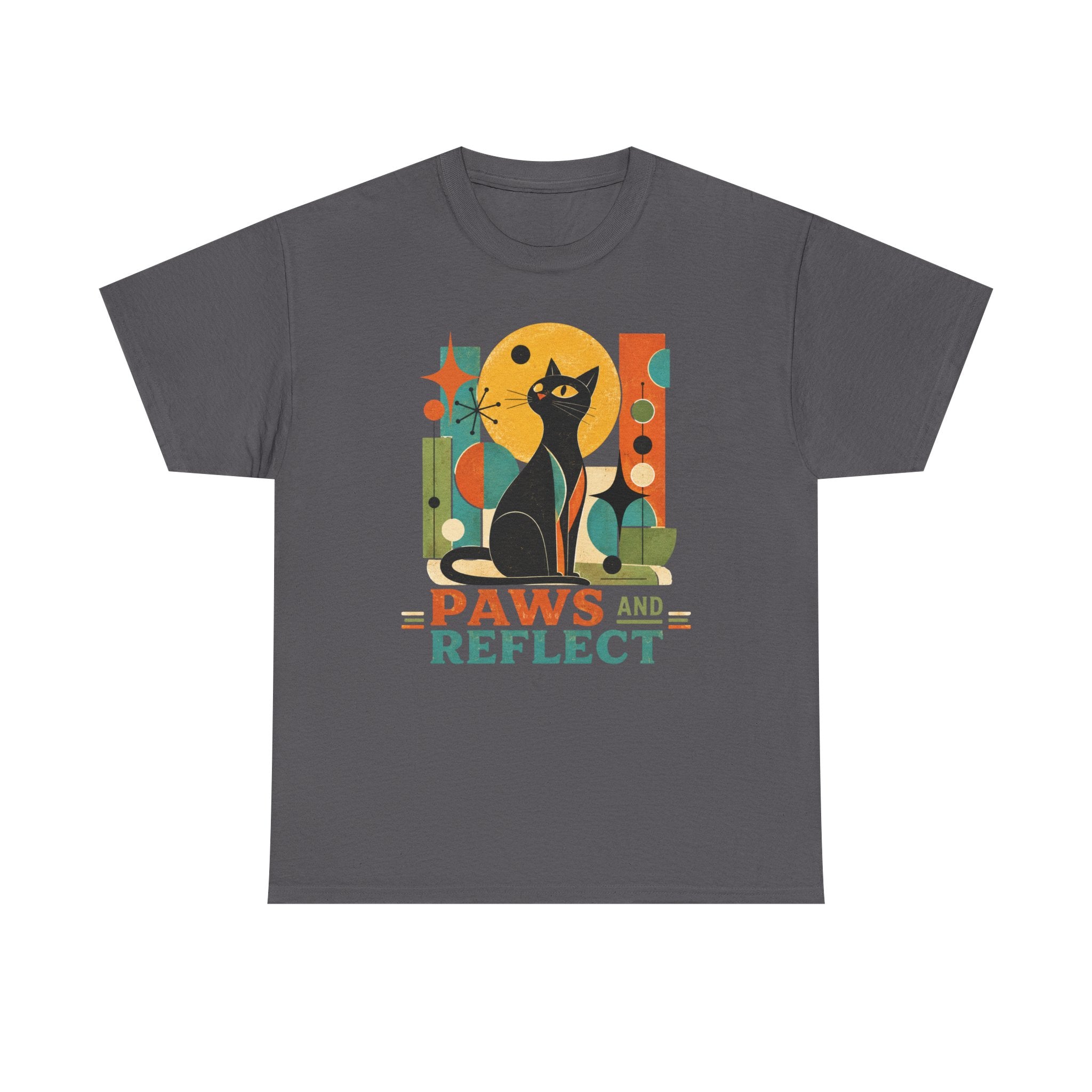 Paws and Reflect Cat T-Shirt. Mod Tangentsies Cat. Mood cat T-shirt