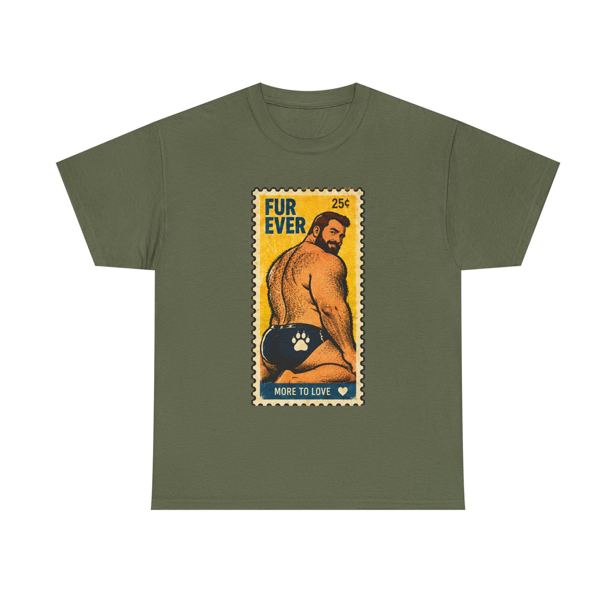 Gay Bear Shirt – Vintage Bear Pride Pin-Up T-Shirt, Retro Postage Stamp Art, LGBTQ Bear Culture Tee, Fur Ever