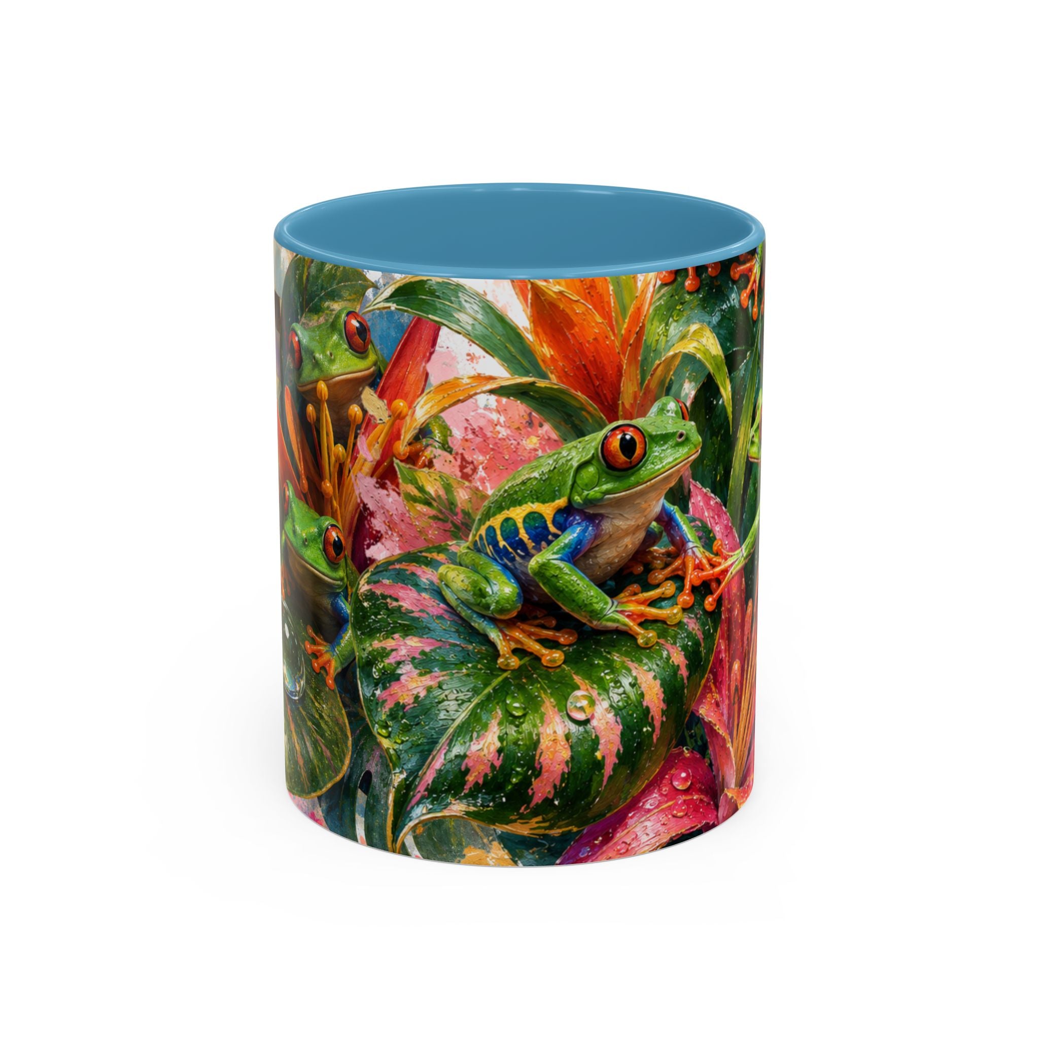 Tropical Tree Frog Coffee Mug — Colorful Rainforest Lily Accent Mug (11/15oz)
